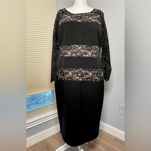 London Times Black and Lace calf length cocktail dress
